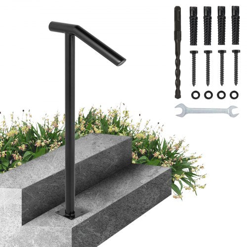 Single Post 12 Black Steel Railing 441LBS Capacity Baking Varnish Iron