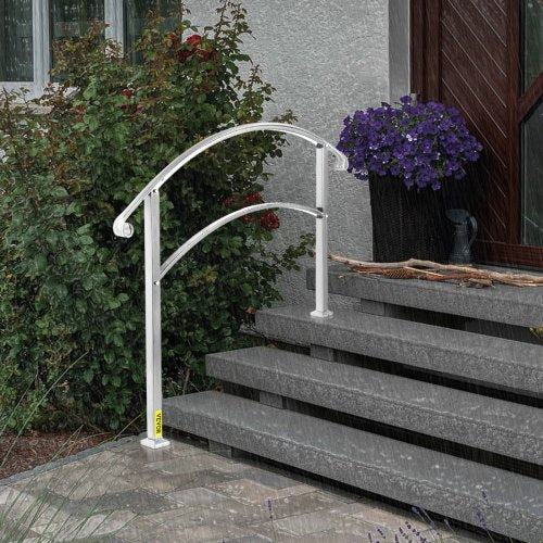 3Step Handrails for Outdoor Steps Fits 1 or 3 Steps Matte White Stair Rail