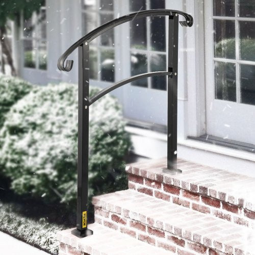 3Step Transitional Handrail Fits 1 or 3 Steps Matte Stair Rail Wrought Iron
