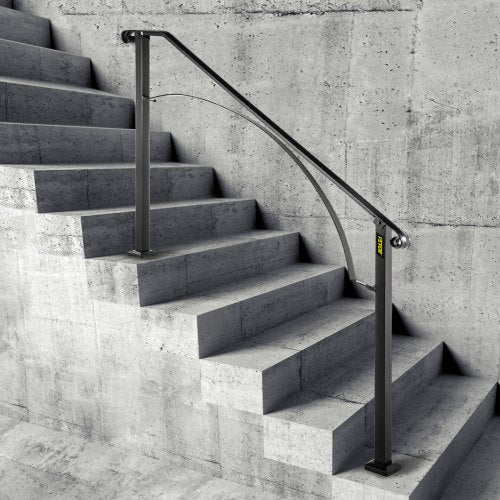 Handrails for Outdoor Steps, Fit 4 or 5 Steps Outdoor Stair Railing, Arch#4 Wrought Iron Handrail, Flexible Porch Railing, Black Transitional Handrails for Concrete Steps or Wooden Stairs