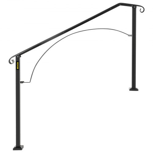 Handrails for Outdoor Steps, Fit 4 or 5 Steps Outdoor Stair Railing, Arch#4 Wrought Iron Handrail, Flexible Porch Railing, Black Transitional Handrails for Concrete Steps or Wooden Stairs