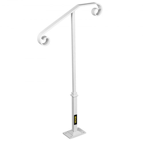 Single Post Handrail White Wrought Iron Post Mount Step Grab Supports Fits 1