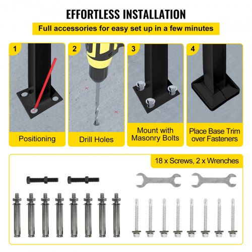 Outdoor Stair Railing Fit 1 or 2 Steps Wrought Iron Handrail Adjustable
