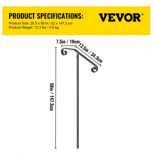 Single Post Handrail Wrought Iron Post Mount Step Grab Supports in Ground