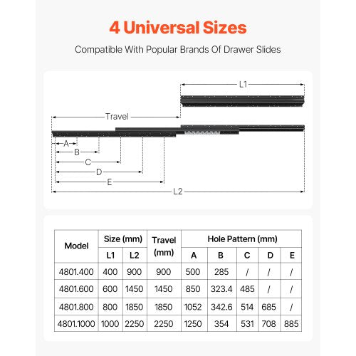 Undermount Drawer Slides 16 inch Full Extension Ball Bearing Under Stair