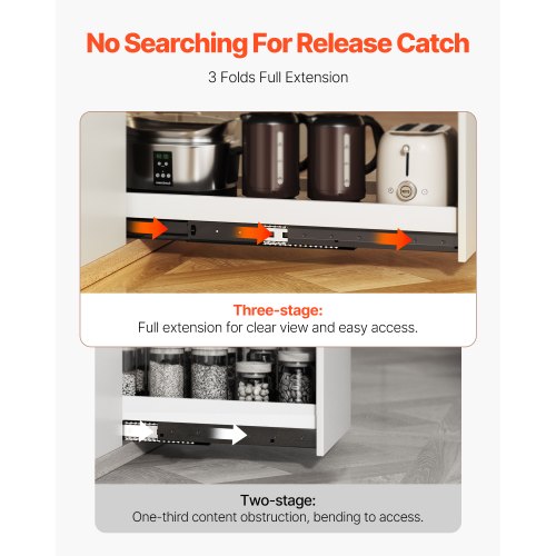 Undermount Drawer Slides 16 inch Full Extension Ball Bearing Under Stair