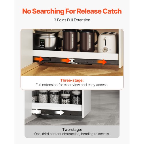 Undermount Drawer Slides 24 inch Full Extension Ball Bearing Under Stair