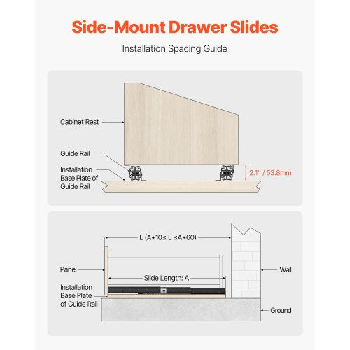 Undermount Drawer Slides 40 inch Full Extension Ball Bearing Under Stair