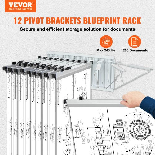 Wall Mount Blueprint Storage Rack – Holds up to 1200 Blueprints Hanging