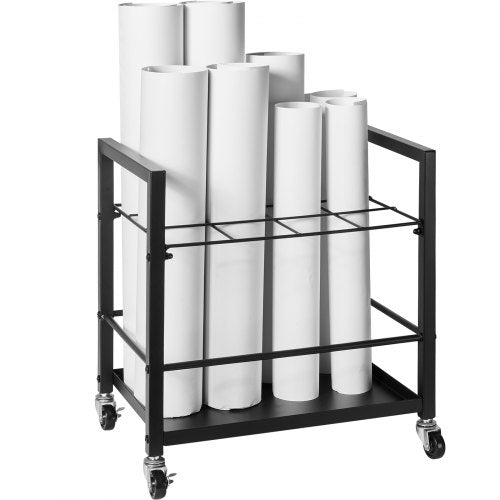 Blueprint Storage Rack 12 Slots Blueprint Holder with Wheels Mobile Metal