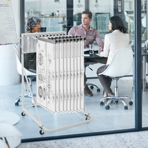 Mobile Blueprint Storage Rack Plan Holder with 12 Pivot Brackets 240 lbs