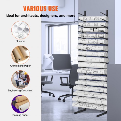 Blueprint Storage Rack Hanging Poster Display Rack 16Tier Vertical
