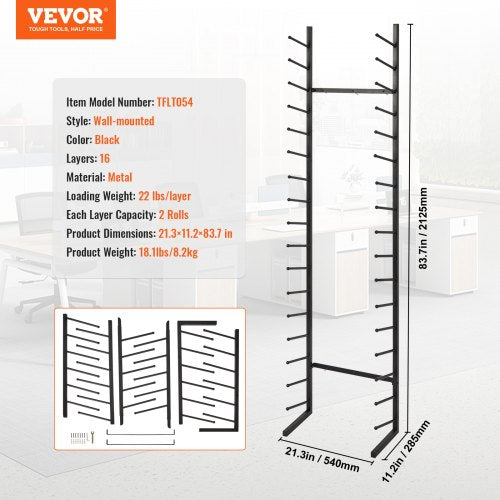 Blueprint Storage Rack Hanging Poster Display Rack 16Tier Vertical