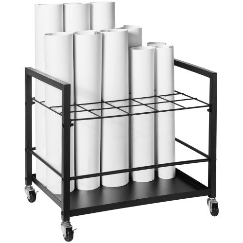 Blueprint Storage Rack 20 Slots Blueprint Holder with Wheels Mobile Metal