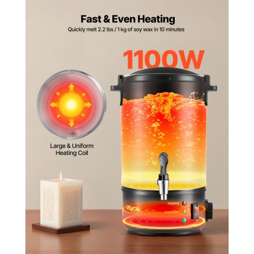 Wax Melter for Candle Making 53 Qts Fast and Even Heating with Easy Pour