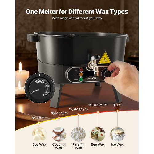 Wax Melter for Candle Making 63 Qts Fast and Even Heating with Easy Pour