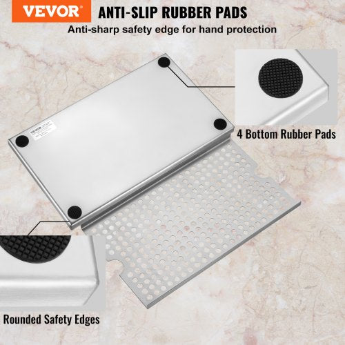 Beer Drip Tray 304 Stainless Steel Kegerator Drip Trays with 4 NonSlip