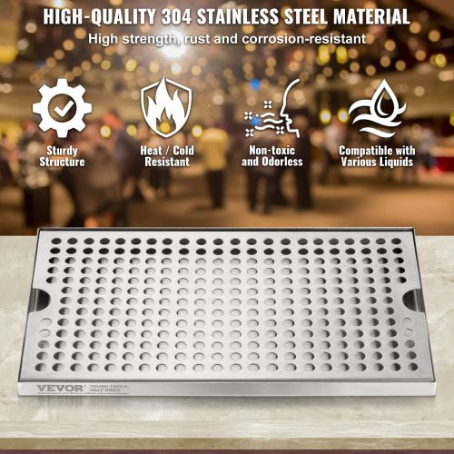 Beer Drip Tray 304 Stainless Steel Kegerator Drip Trays with 4 NonSlip