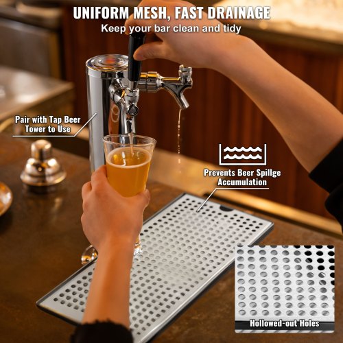 Beer Drip Tray 304 Stainless Steel Kegerator Drip Trays with 4 NonSlip