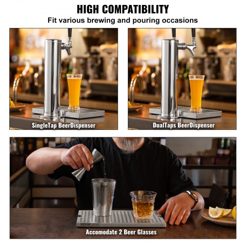 Beer Drip Tray 304 Stainless Steel Kegerator Drip Trays with 4 NonSlip