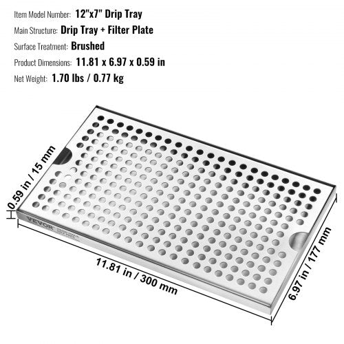 Beer Drip Tray 304 Stainless Steel Kegerator Drip Trays with 4 NonSlip