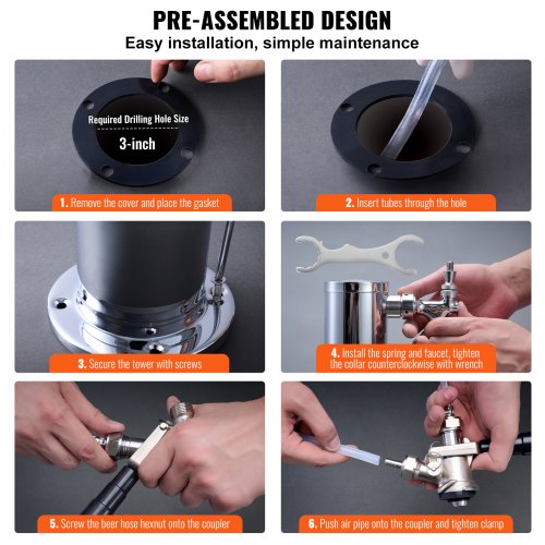 Kegerator Tower Kit Single Tap Beer Conversion Kit Stainless Steel Keg