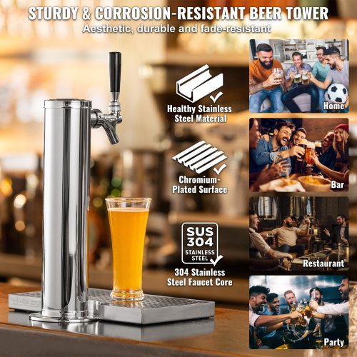 Kegerator Tower Kit Single Tap Beer Conversion Kit Stainless Steel Keg