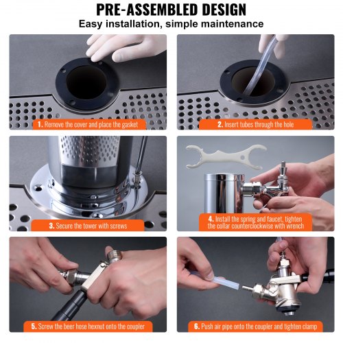 Kegerator Tower Kit Single Tap Beer Conversion Kit Stainless Steel Keg