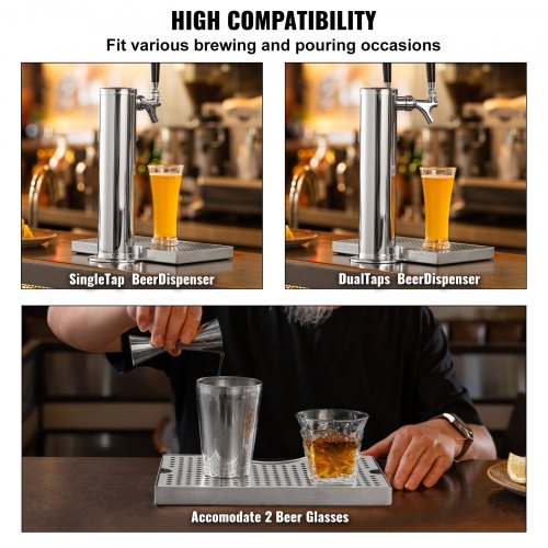 Kegerator Beer Drip Tray 304 Stainless Steel Keg Drip Trays with 4 NonSlip