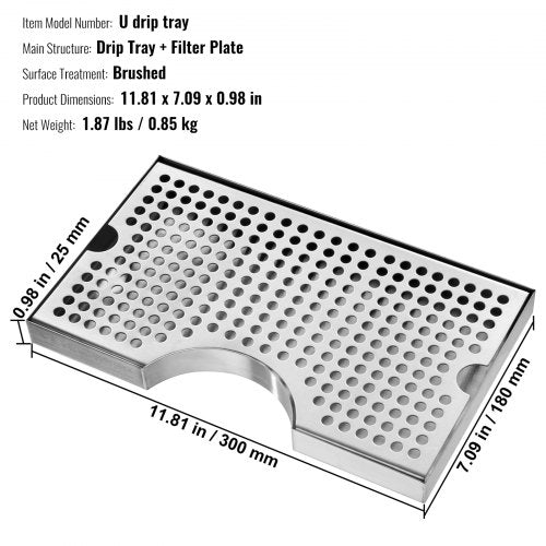 Kegerator Beer Drip Tray 304 Stainless Steel Keg Drip Trays with 4 NonSlip