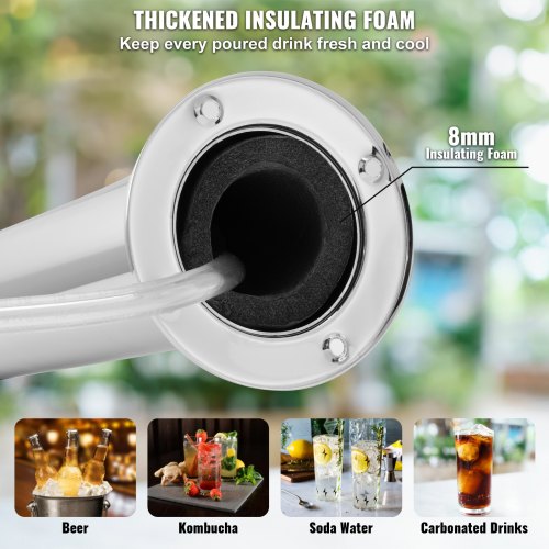 Kegerator Tower Kit Dual Taps Beer Conversion Kit Stainless Steel Keg Beer