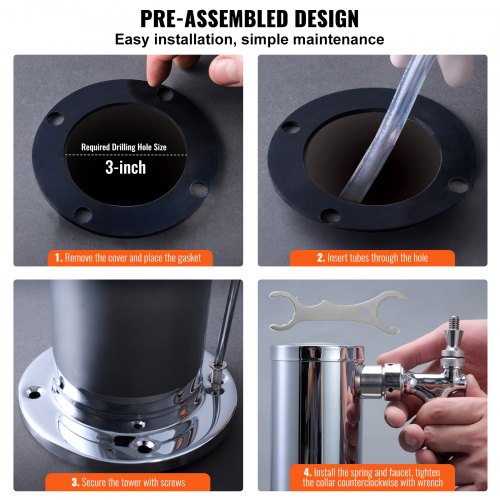Dual Taps Draft Beer Tower Dispenser Stainless Steel Keg Beer Tower