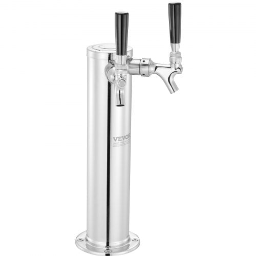 Dual Taps Draft Beer Tower Dispenser Stainless Steel Keg Beer Tower