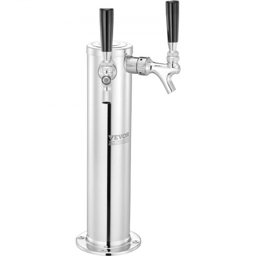 Dual Taps Draft Beer Tower Dispenser Stainless Steel Keg Beer Tower