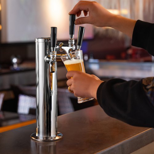 Triple Taps Draft Beer Tower Dispenser Stainless Steel Keg Beer Tower