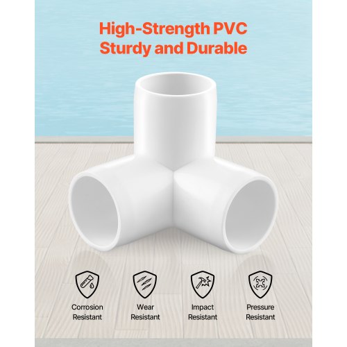 3Way PVC Fittings 1inch PVC Pipe Joints Elbow Connector 10Pack