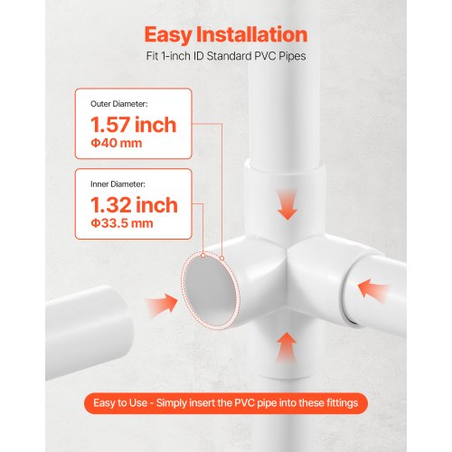 4Way PVC Fittings 1inch PVC Pipe Joints Elbow Connector 10Pack