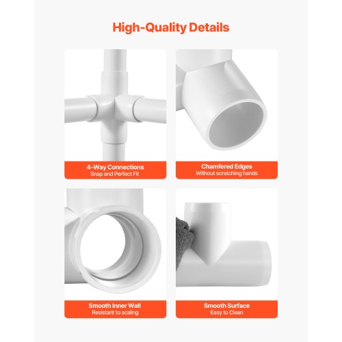 4Way PVC Fittings 1inch PVC Pipe Joints Elbow Connector 10Pack