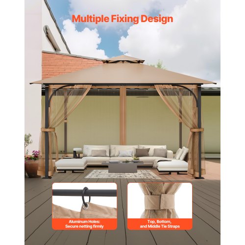 Gazebo Netting Replacement Fit Most 10 x 10 x 7 FT Gazebo Curtain Outdoor