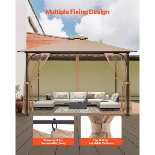 Gazebo Netting Replacement Fit Most 10 x 12 x 7.3 FT Gazebo Outdoor Garden