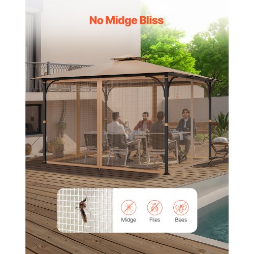 Gazebo Netting Replacement Fit Most 10 x 12 x 7.3 FT Gazebo Outdoor Garden