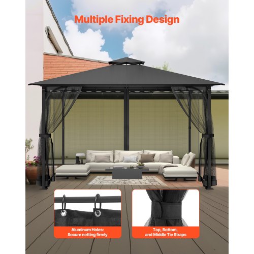 Gazebo Netting Replacement Fit Most 10 x 13 x 6.8 FT Gazebo Curtain