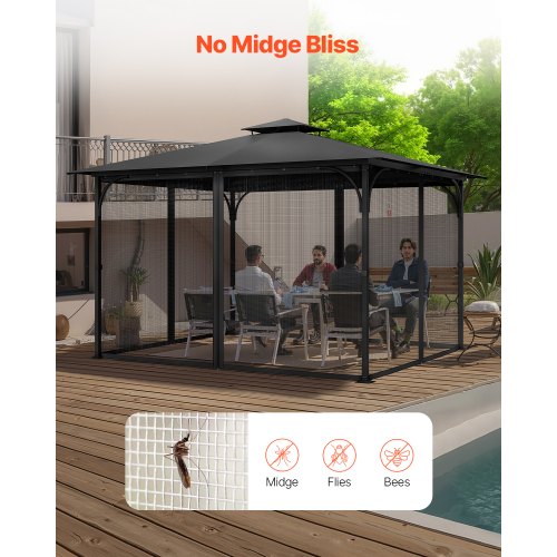 Gazebo Netting Replacement Fit Most 10 x 13 x 6.8 FT Gazebo Curtain