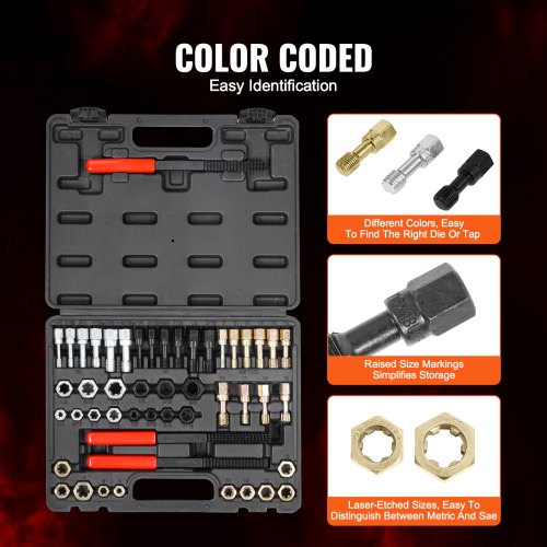 49Piece Thread Chaser Set UNC UNF and Metric Thread Restorer Tool
