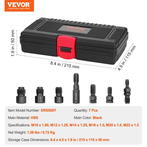 7Piece Thread Chaser Set Metric Thread Restorer Tool M10 M12 M14 M18 M20