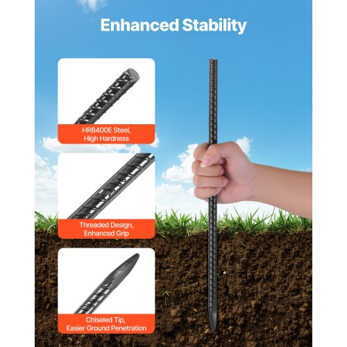 Rebar Stakes 16Inch HeavyDuty45 in Diameter Straight Galvanized