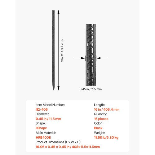 Rebar Stakes 16Inch HeavyDuty45 in Diameter Straight Galvanized