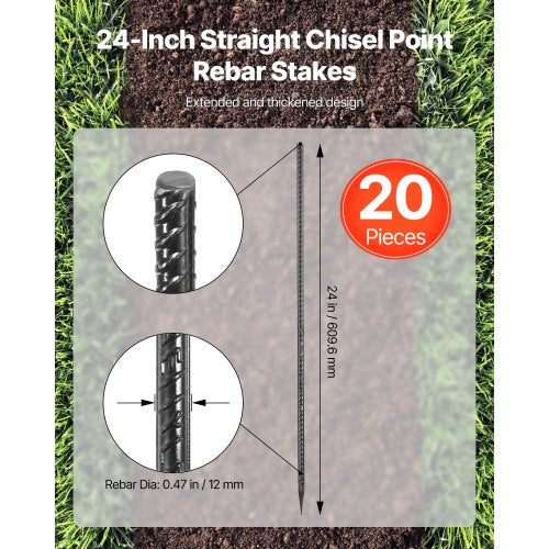 Rebar Stakes 24Inch HeavyDuty47 in Diameter Straight Galvanized