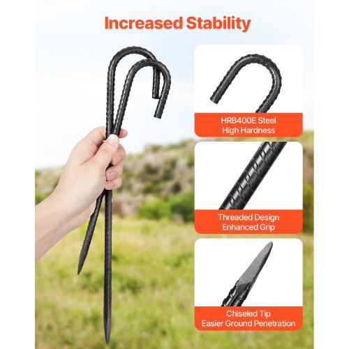Rebar Stakes 12Inch HeavyDuty4 in Diameter J Hook Galvanized Steel