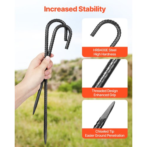 Rebar Stakes 16Inch HeavyDuty4 in Diameter J Hook Galvanized Steel 1